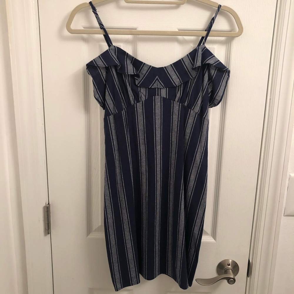 navy & gray striped FOREVER21 dress
